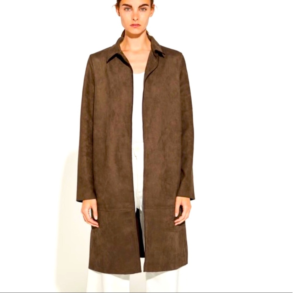 ZARA BROWN FAUX SUEDE COAT